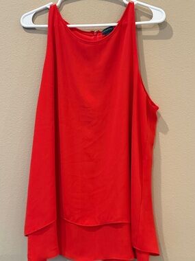Paraphrase Bright Red/Orange Sleeveless Layered Tank Top